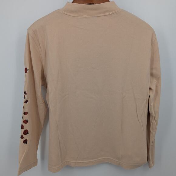 Mountain Lake Fall Shirt XL Pumpkin Cart Embroidered Top Long Sleeve Tee Cottage - Picture 2 of 6